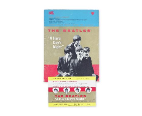 The Beatles: A Programme And Ticket For The Royal World Premiere Of The Film A Hard Day's Night, 6th July 1964, held at the L