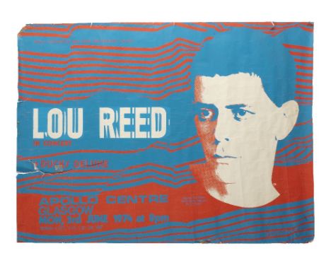 Lou Reed: A Scarce Concert Poster, Apollo Centre, Glasgow, 3rd June 1974, printed on paper, with support act Ducks Deluxe,  2