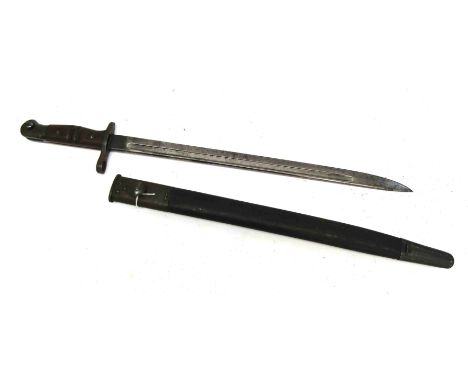 A WWI 1913 pattern Remington bayonet dated April 1917, also known as the "Home Guard P14 bayonet", with scabbard