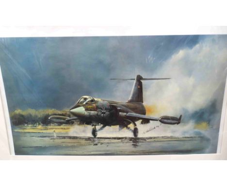 A limited edition print after Michael Rondot, "F-104G Starfighter" with sketch to margin, 167/450, unframed      