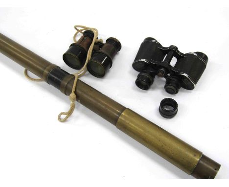 An R&amp;J Beck of London brass gunsight circa 1900-WWI era, together with two pairs of civilian binoculars (3)
