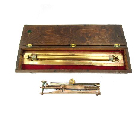 A WWII Clinometer Mk. VI No. B9378 CM Co. brass, and a cased Pattern 160100 set of parallel rules (2)
