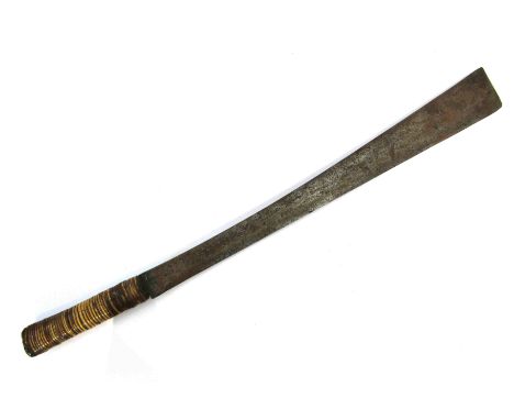 An eastern machete with flat end and wrapped grip