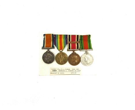 A WWI and WWII medal group of four consisting of war and victory medals named to 243861 PTE. C.L. FISHER YORK. R., Special Co