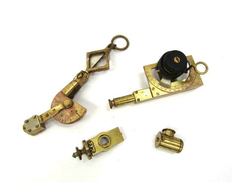 A small quantity of brass devices including Palmer folding brass clinometer (4)