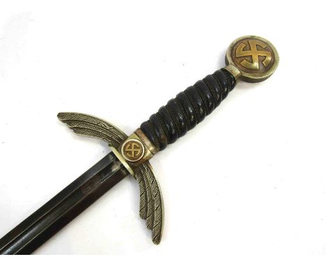 A Third Reich era German Luftwaffe officer's dress sword, the blade by Paul Weyersberg, some dents to the blade, no scabbard