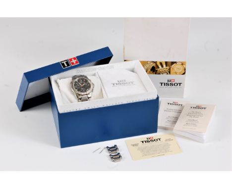 A gentleman's Tissot 1853 PR-100 Chronometer, the signed black dial baton hours, minute markers, calendar function, subsidiar