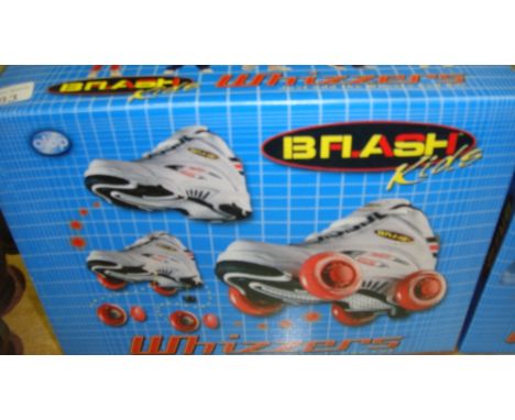 4 x pairs of Flash Kids Whizzers roller boots, boxed and new, some scuffing to boxes (option on next lots)