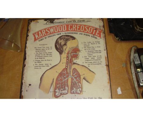 Vintage style metal advertising sign Karswood Creosote