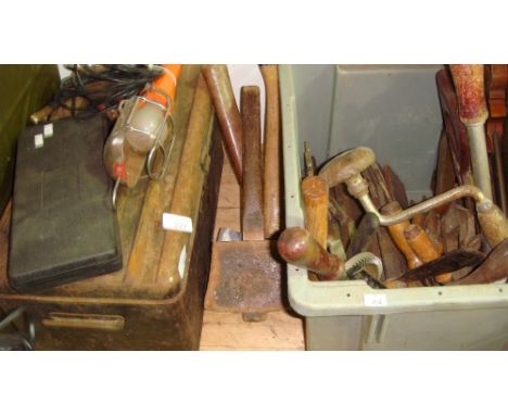 3 x Vintage tin of woodworking tools etc.