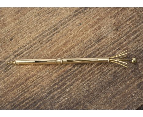 A retractable Van Cleef and Arples swizzle stick, with inscription E from M Feb 1947 marked to top V.C.A 56714 marked to bale