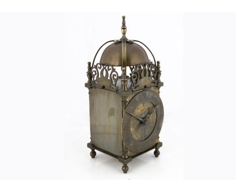 A brass lantern clock from Mappin &amp; Webb, with French movement 