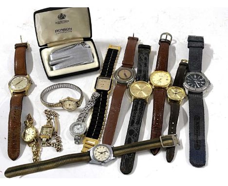 Mixed Lot: Various wristwatches and a Ronson lighter, watch makers to include Invictor, Lorus and Timex