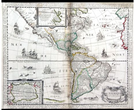 COMPOSITE ATLAS, circa 1620-1735, containing 53 engrd dbl pge mainly outline col'd/part col'd maps, together with 2 plans and