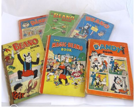 THE MAGIC BEANO BOOK - THE BEANO BOOK, [1949, 1954 - 55, 1957] Annuals, 4 vols, 4to, orig pict bds worn, + THE DANDY BOOK, [1