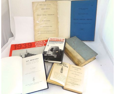 ROYAL NAVAL HANDBOOK OF FIELD TRAINING 1934, HMSO 1935, orig cl gt + F E MCMURTRIE: JANE'S FIGHTING SHIPS 1939, 1971 reprint,