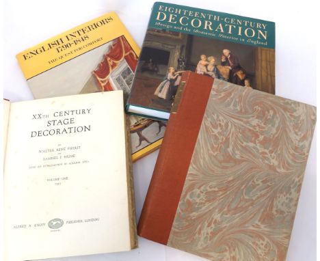 W R FUERST AND S J HUME: XXTH CENTURY STAGE DECORATION, L, 1928 2 vols, orig two-tone cl + JOHN CORNFORTH: ENGLISH INTERIORS 