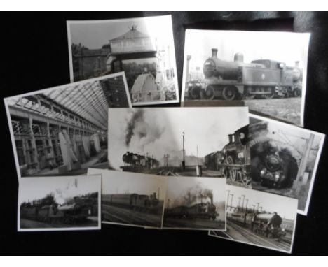 Railwayana. Box of approximately 644 photographs, mostly 8½ x 6½ ins. Mostly locomotives, some architectural studies of stati