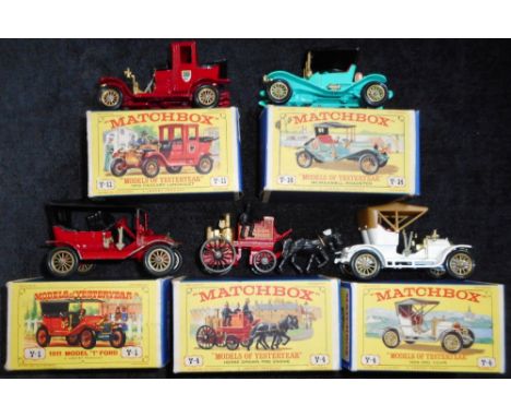 Matchbox, Models of Yesteryear, Y1-2 1911 Model 'T' Ford. Other version, Y4-2 1905 Shand Mason fire engine. London/black hors