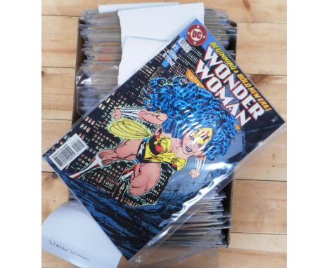 DC Comics. Box of approximately 130 various comics including Batman, Green Arrow, The Shadow. Wonder Woman etc.