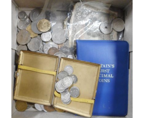 Collection of various coins including some silver.