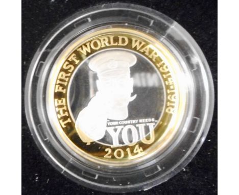 United Kingdom. Two pounds. WW 1 commemorative silver proof. Cased.