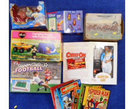 Six various games and figures etc. Also small collection of various annuals.