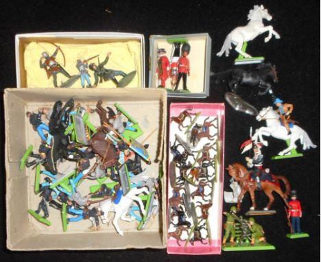 Collection of various plastic and metal figures, mainly Britain’s.