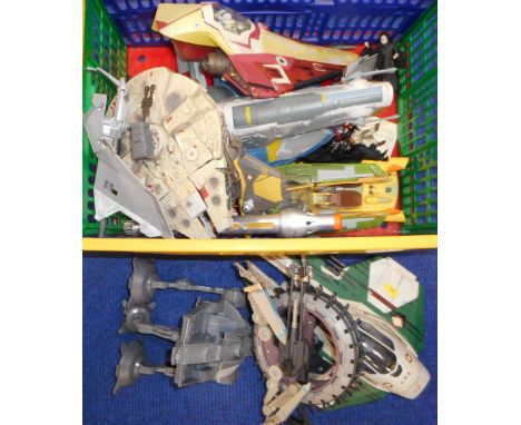 Box of various Star Wars figures and vehicles by Hasbro (China) circa 2004.