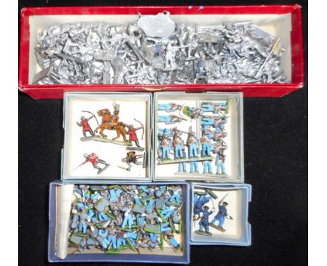 Various war-gaming figures, both painted and unpainted. American Civil War, medieval, some mounted.