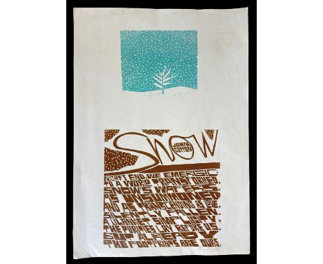 ‡ PAUL PETER PIECH two-colour lithograph - with verse from British poet John Cotton (1925-2003), entitled Snow, signed and da
