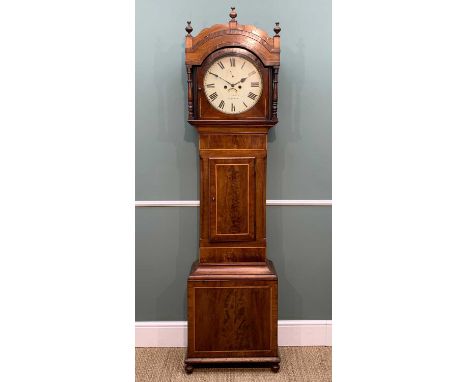 19TH C. WELSH 8-DAY LONGCASE CLOCK, Merthyr Tydfil, painted 13-inch dial, calendar aperture, subsid. secs. dial, boxwood stru