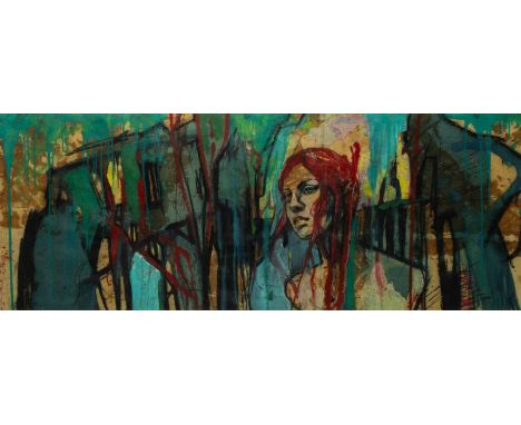 ‡ LUCINDA LYONS, mixed media - Red Head, 53 x 141cmsProvenance: private collection CardiffComments: framed ready to hang.
