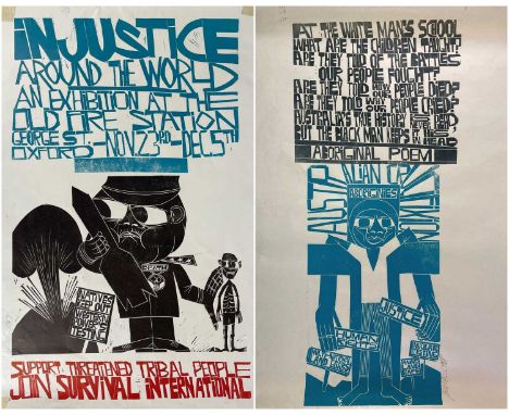 ‡ PAUL PETER PIECH two lithographs - exhibition poster supporting threatened tribal people, entitled 'Injustice Around the Wo