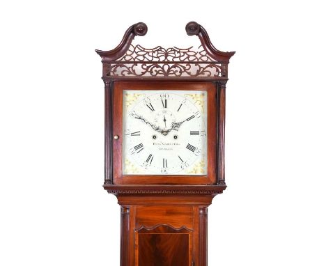 Irish George IV mahogany-cased 8-day painted dial longcase clock, Henry Gardiner, Dublin, circa 1822-24, 13-inch square dial 