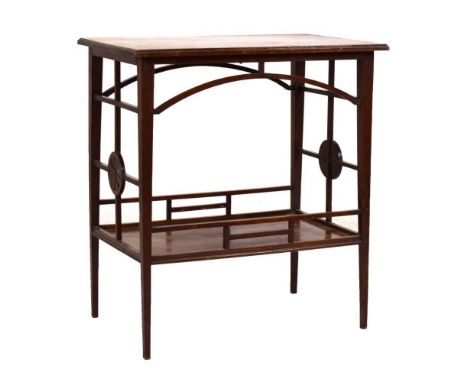 Manner of Edward William Godwin (1833-1886), mahogany two-tier occasional table, rectangular top above a conforming undertier