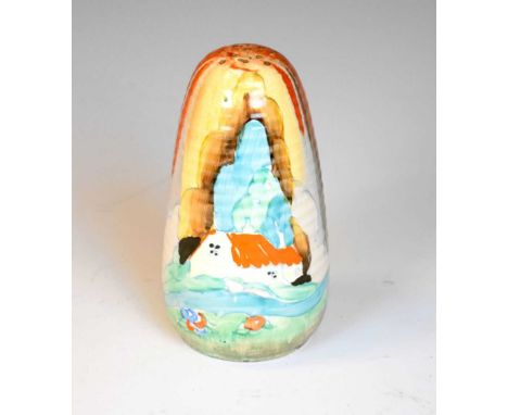 Clarice Cliff 'Forest Glen' pattern Lynton shape sugar sifter, circa 1936, black printed marks and script signature beneath, 