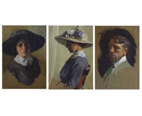 Ernest Board (1877-1934) (attr.) - Oil on board - Three portrait studies, 49.5cm x 35cm, framed.Qty: 3Condition report: Gener