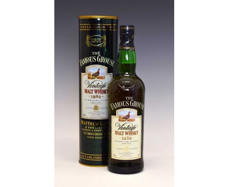 Wines &amp; Spirits - Bottle of The Famous Grouse Blended Vintage Malt Scotch Whisky 1989 in presentation tinCondition report