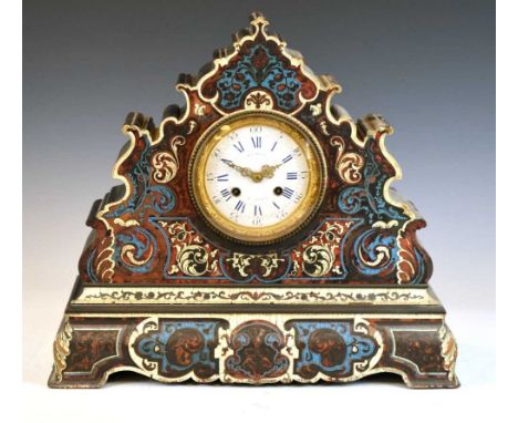Mid 19th Century French mantel clock, Henri Marc, Paris, 4.5-inch convex white-enamelled dial with blue Roman hours and black