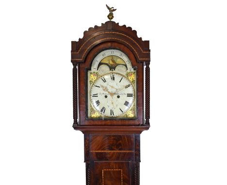 19th Century inlaid mahogany-cased 8-day painted dial longcase clock, Thomas Rickards, Wootton-under-Edge, circa 1830, signed