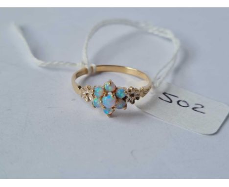 Small opal cluster ring in 9ct approx size L