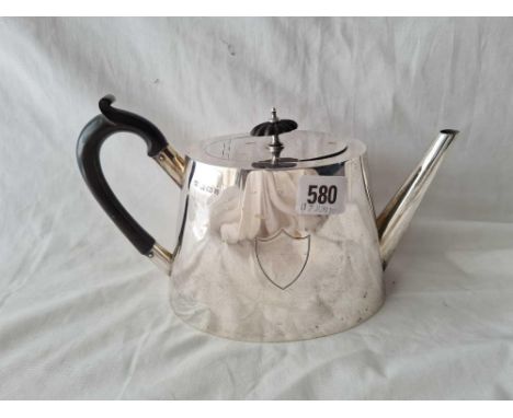 A Edwardian oval teapot with tapering body B'ham 1908 by WA 520 gms 