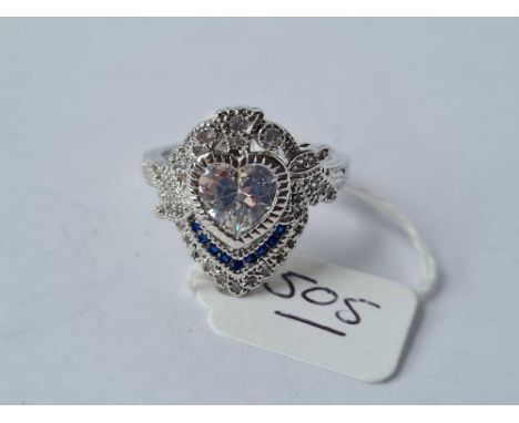 Large silver heart paste ring
