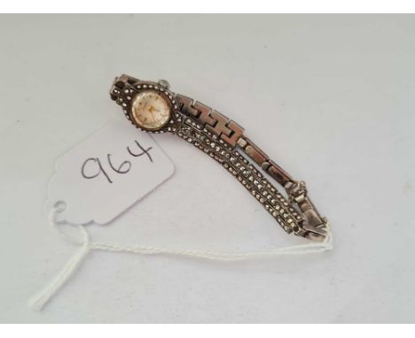 A ladies silver and marcasite wrist watch by Accurist 