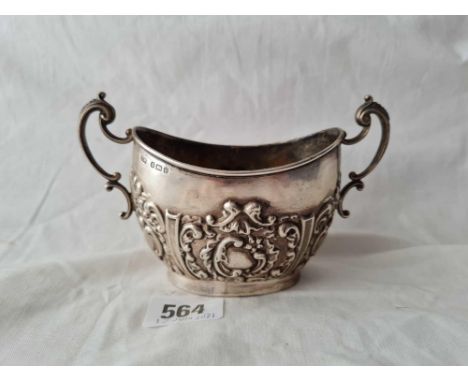 A 2 handled sugar basin with embossed body B'ham 1904 by TW 124 gms 