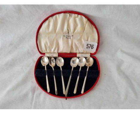 A set of 6 art deco style coffee spoons with arrow shaped ends Sheffield 1936 