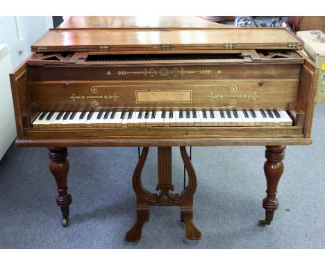 John Broadwood & Sons (c1816)
A 'Beethoven' fortegrand piano in a banded mahogany case on baluster turned supports, the nameb