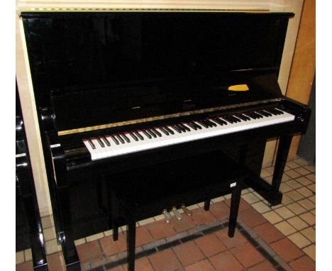 Boston (c2006)
A Model 132 upright piano in a bright ebonised case, together with a stool