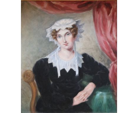 Ethel Dennis, 19th Century Irish School"Portrait of Katherine Martha Maria Dennis," O.O.C., showing a lady in black dress and